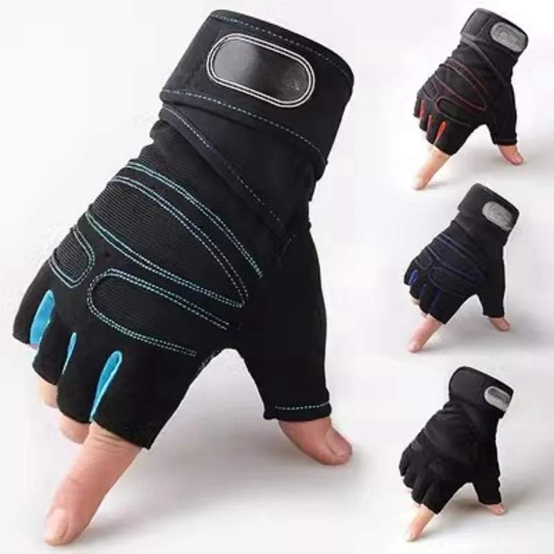 Teal trim gym gloves with wrist support for weightlifting and fitness, featuring padded palms and breathable design, in multiple colors.